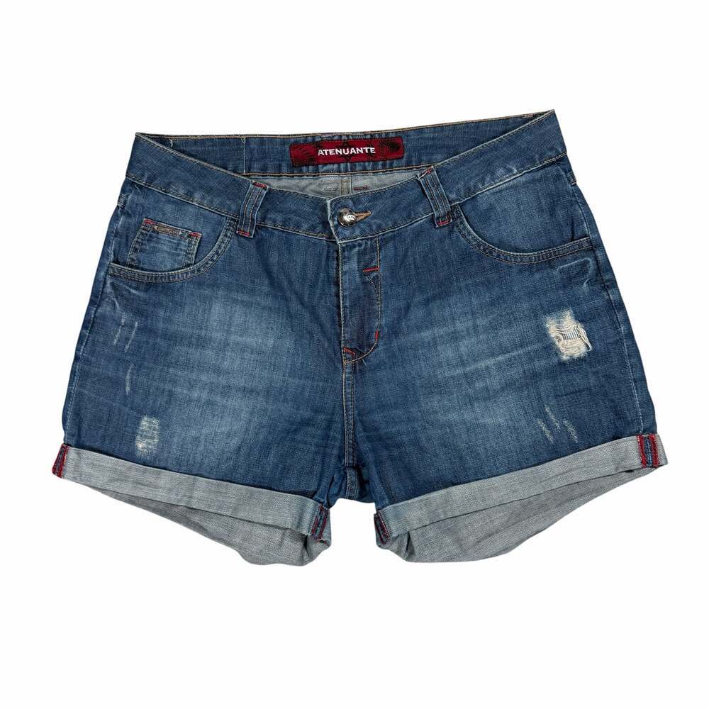Atenuante Women's Distressed Mid-Rise Cuffed Denim Shorts